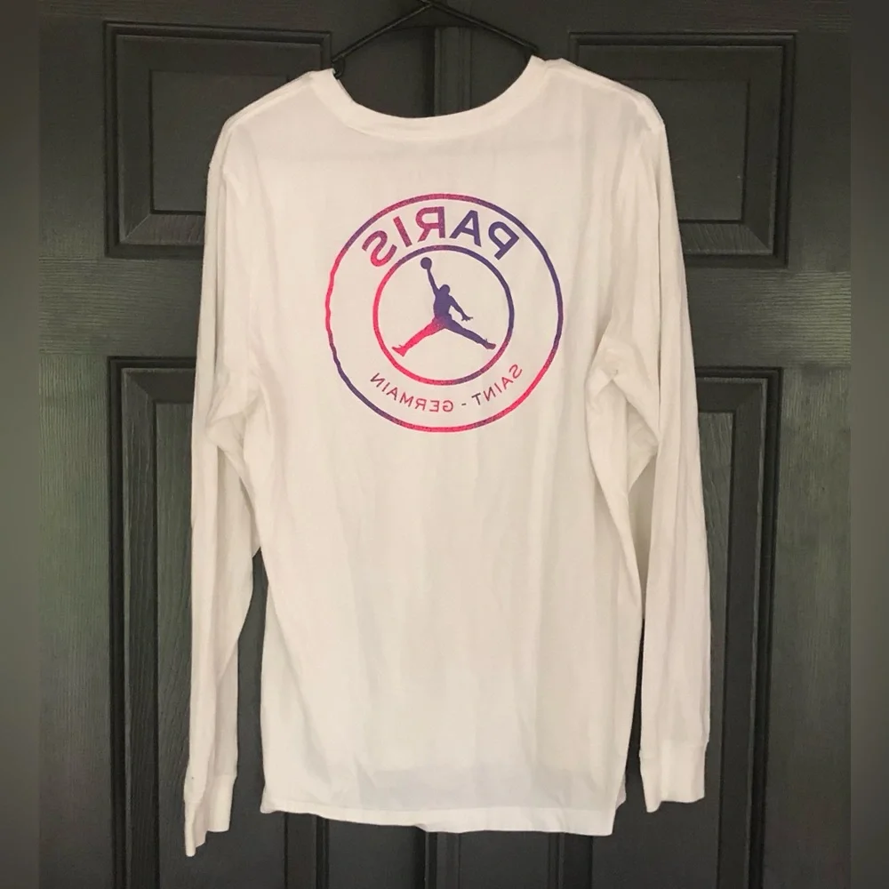 Nike Air Jordan White Paris Saint-Germain Long Sleeve Men’s Large T Shirt PSG